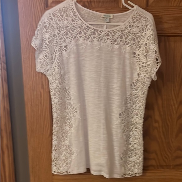 Sundance Tops - Sundance Cream Lace Blouse with Short Sleeves
